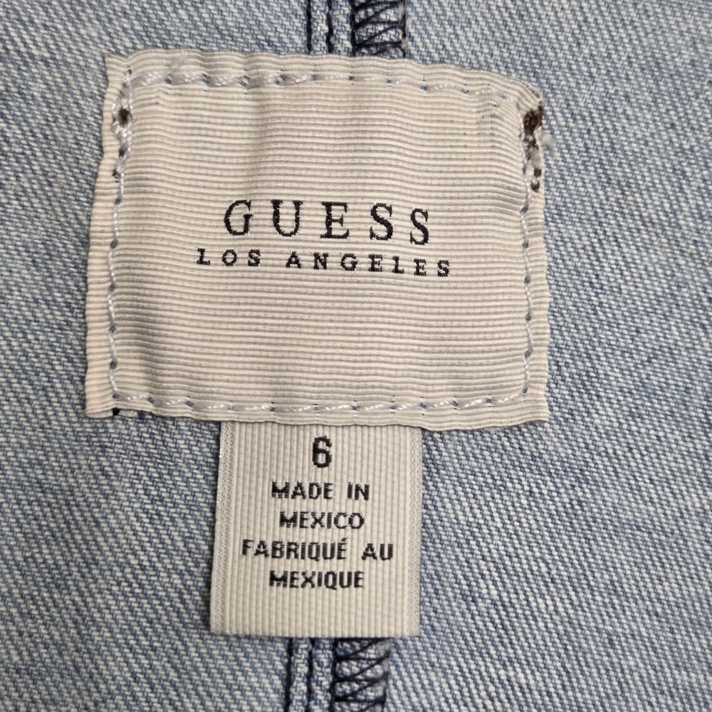Guess Los Angeles Overalls Womens SZ 6 Denim Skinny Leg Distressed Jumpsuit Y2K - Picture 10 of 13